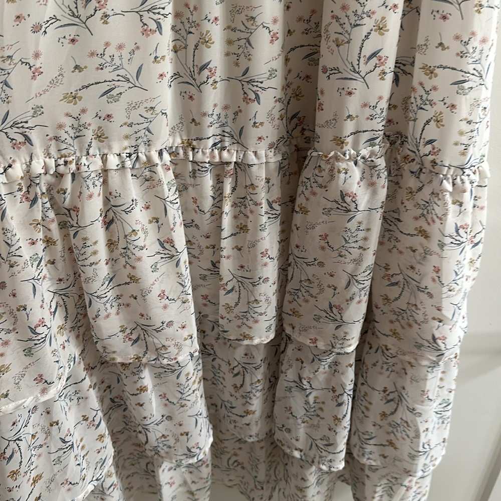 Storia Cream Floral Ruffle Midi Dress - Picture 4 of 5